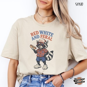 Red White and Feral Raccoon 4th of July Shirt