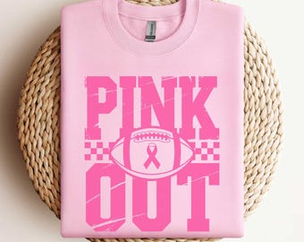 Im Oktober tragen wir rosa Sweatshirt, Pink Out Retro Football Shirt, Brustkrebs Bewusstsein Kämpfer Tee, Kokette Rosa Bogen Band Brustkrebs