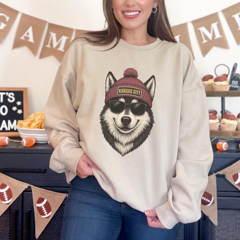 Kansas City Football Sweatshirt, Wolf Sweater, Trendy Kansas City Fan Sweatshirt, Football Season Crewneck, Kansas City Game Day Sweatshirt