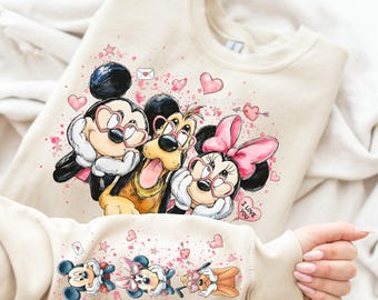 Retro Disneyland Valentine's Day Sweatshirt, Disney Valentine Hoodie, Sweethearts Nite Shirt, Vintage Mickey and Friends Anniversary Sweater