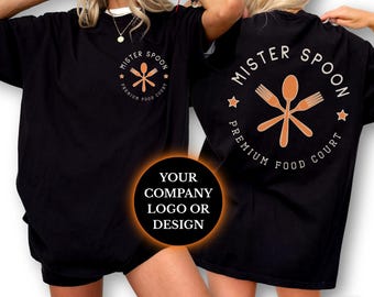 Shirt bedrijfslogo, T-shirt met aangepast bedrijfslogo, dubbelzijdig gepersonaliseerd shirt, T-shirt met op maat gemaakte print voor zakelijk, team of persoonlijk gebruik