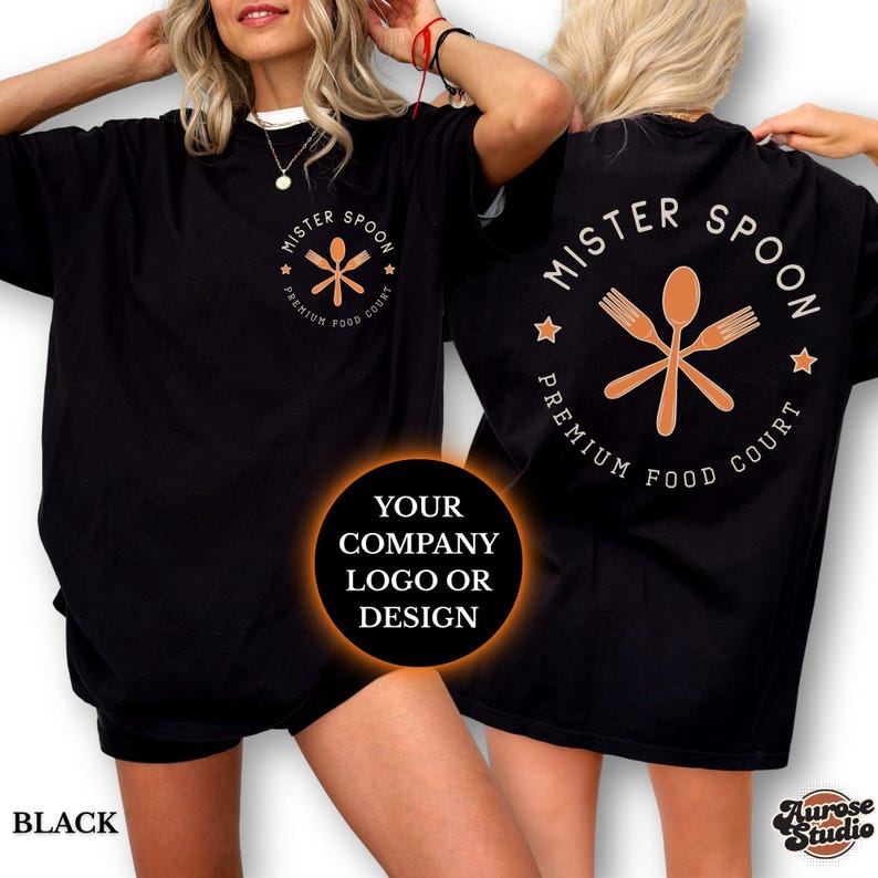 Business Logo Shirt, Custom Company Logo TShirt, Double Sided Personalized Shirt, Custom Design Print Tee for Business, Team or Personal Use