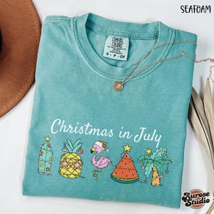 Comfort Colors® Christmas In July Shirt, Santa Summer Shirt, Christmas In Summer Tee, Xmas In July Gift, Beach Christmas Shirt, Gift for Her
