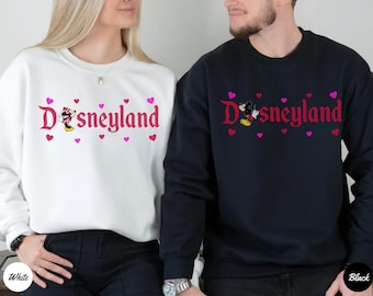 Suéteres combinando para casais da Disney, Suéter Noite dos Namorados, Moletom de casal para o Dia dos Namorados da Disney, Lua de Mel na Disney, Dia dos Namorados na Disneylândia