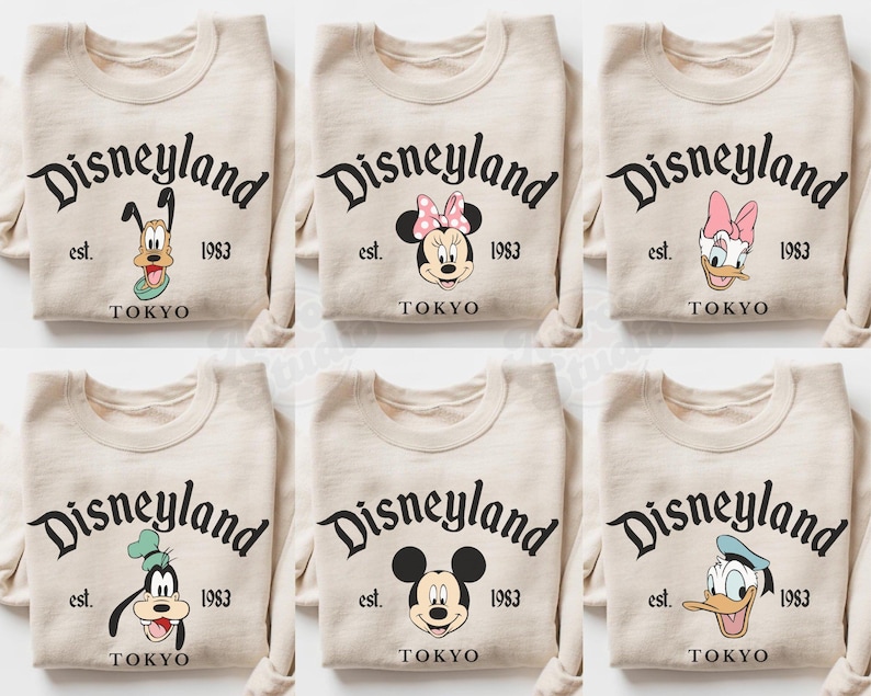Vintage Tokyo Disneyland Sweatshirt, Mickey and Friends Hoodie ,Disney Tokyo Japan Family Vacation Sweater, Disney Family Matching Shirts