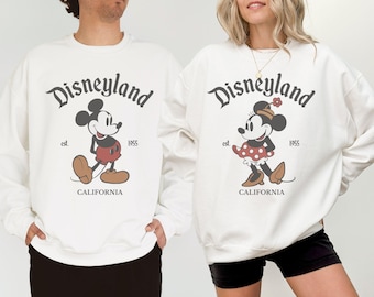 Disneyland Retro Micky Minnie Paar passendes Sweatshirt, Vintage Disneyland Kalifornien Familienausflug, Disney Classic Minnie Maus Pose Shirt