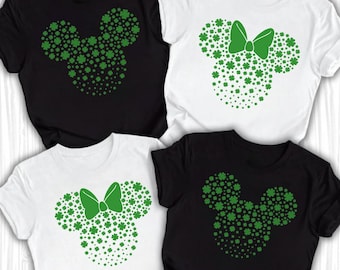 Disney Shamrock Minnie and Mickey Mouse St. Patrick's Day Shirt, St Patrick's Mickey Ears Shirt, Minnie Ears Tshirt