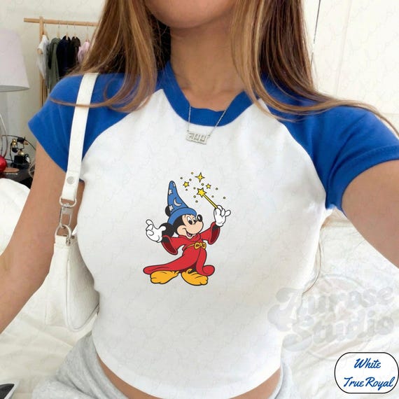Walt Disney Fantasia Mickey Baby Tee Y2K Mickey 90s Vintage