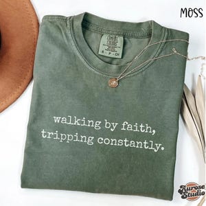 Walking By Faith Graphic Tee: Christian Bible Verse Shirt