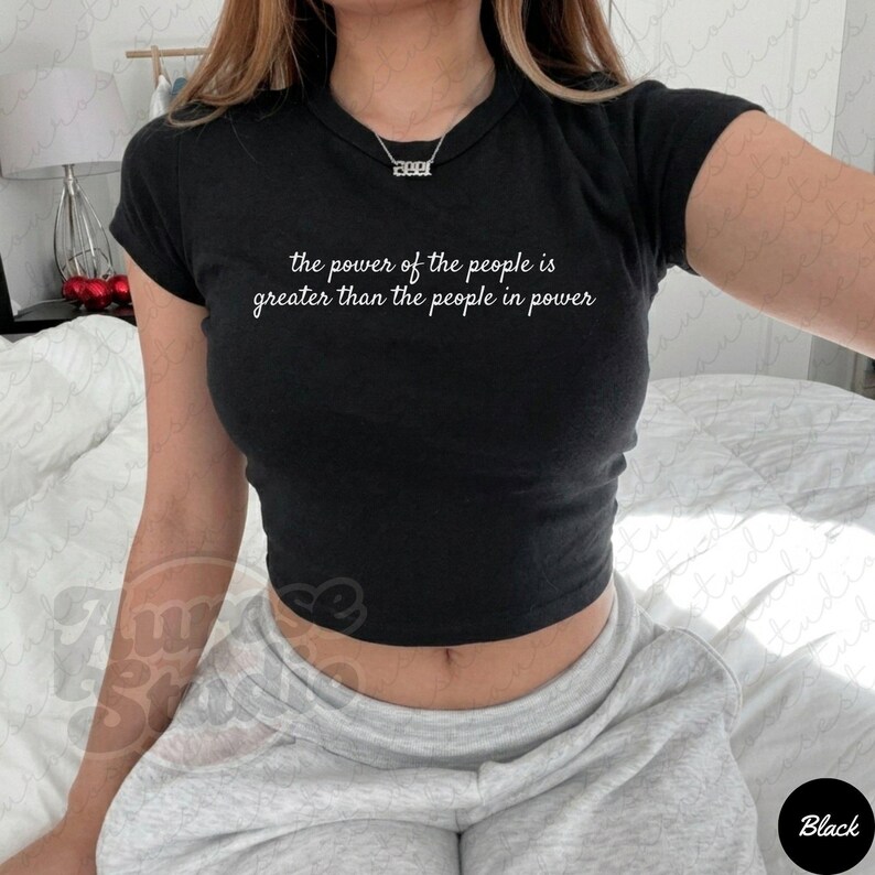 The Power Of The People Resist Baby Tee, Liberal Fourth of July Protest Baby Tee, Progressive Baby Tee, Anti Trump Y2k Style 90's Baby Tee image 4