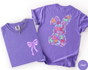 Comfort Colors® Easter Bunny Shirt, Trendy Coquette Easter Tshirt, Women's Easter Bow Shirt, Cute Spring Rabbit Tee, Pastel Easter Gift
