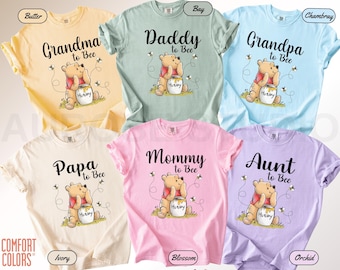 Camiseta Comfort Colors® para anunciar el embarazo y para baby shower, camiseta de Winnie the Pooh para mamá abeja, regalo para la nueva mamá.