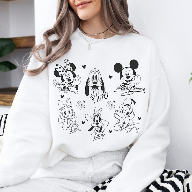 Mickey And Co Sweatshirt, Mickey And Friends Disneyland Crewneck, Family Disney Vacation Hoodies, Disney Doodle Shirt