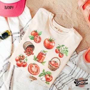 Comfort Colors Tomate-Hemd: Retro botanisches veganes T-Shirt