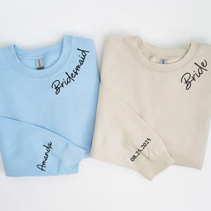 Custom Bridesmaid Sweatshirt: Bachelorette Party Gift, Date on Sleeve