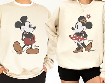 Vintage Disney Sweatshirt, Mickey Mouse Sweatshirt, Disneyland Couple Sweatshirt, Disney Classic Minnie Mouse Pose Shirt, Disneyland Holiday