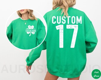 Kundenspezifisches St. Patricks Day Sweatshirt, St. Patricks Day Shirt, Shamrock-Pullover, personalisierter Name Irish Hoodie, irisches Trink-T-Shirt