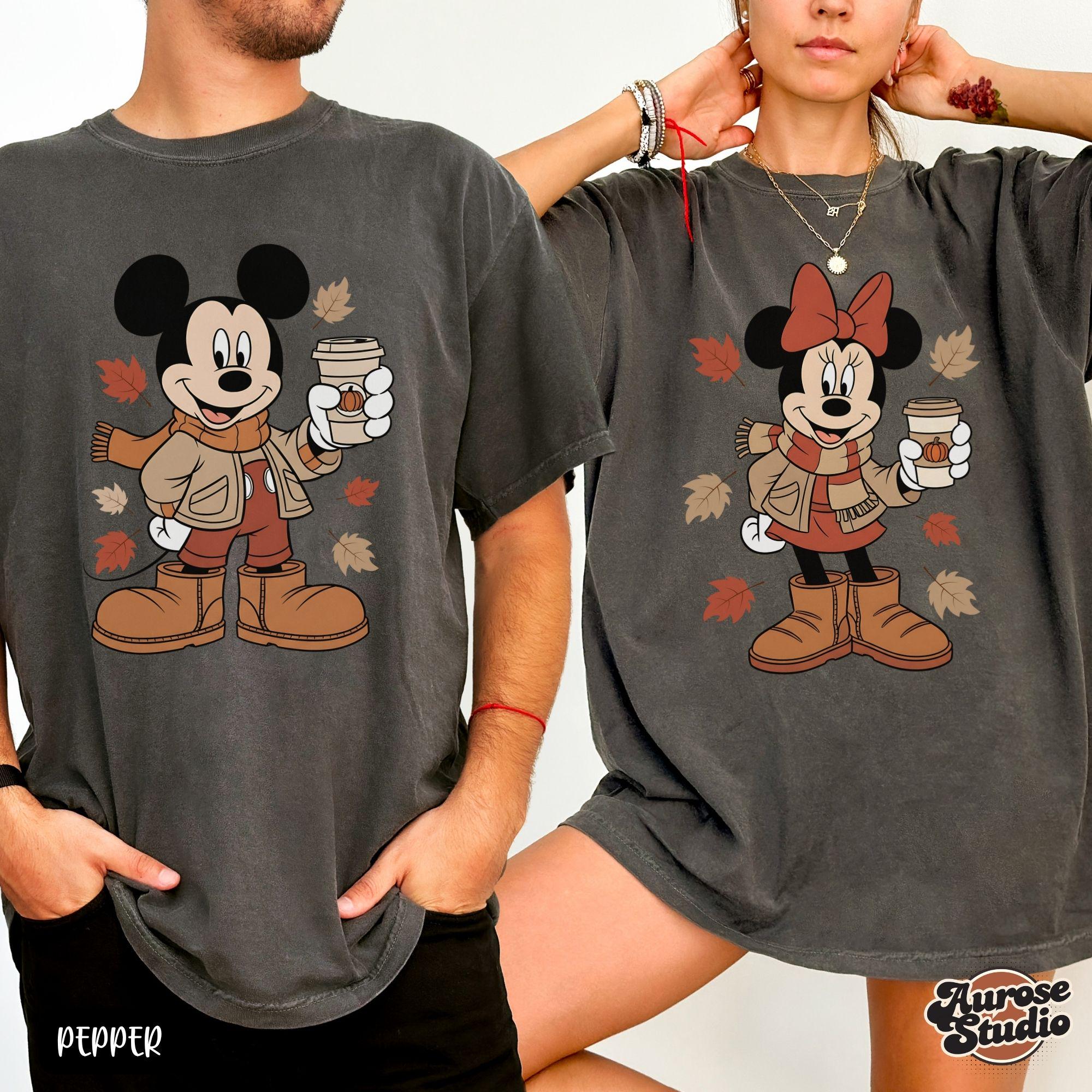 Comfort Colors® Minnie Mickey Fall Disneyland Couple Shirt, Disney