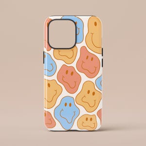 Melting Smiley Face Phone Case, Groovy Distorted Happy Face Cover, Wavy Abstract iPhone & Samsung Galaxy, Y2K Nostalgia Gift.