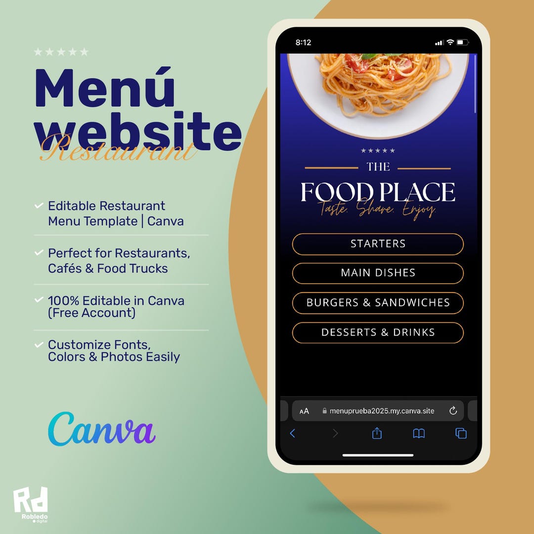 Editable Restaurant Menu Template | Canva Menu Design | Digital ...