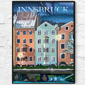 Innsbruck ,Innsbruck poster, Innsbruck wall art, Austria print, Digital print, Travel gift, Ski Print, Ski gift