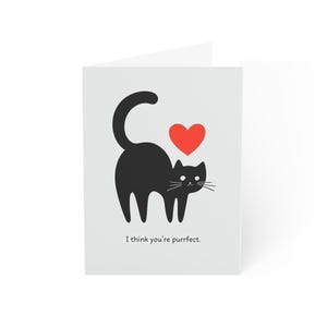Greeting Cards, Cute Cat Design, Valentines, Anniversary, Blank Inside, Set of 10, Cat Lover Gift, Birthday Cards, Thank You,Cute,Cards