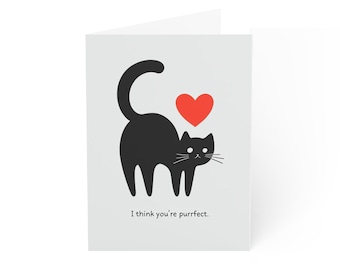 Cat Design Greeting Cards, Valentines, Anniversary, Set of 10