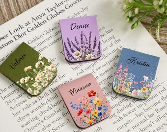 Leather Magnetic Bookmark,Library Bookmark,Bridesmaid gift,Book Accessory,Custom Name Leather Bookmark,Gift for Book lovers or Teachers