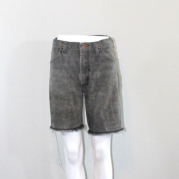 1970s Black Wrangler Cut-Off Distressed Jean Shorts // Small 31 Waist Men's