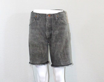 1970s Black Wrangler Cut-Off Distressed Jean Shorts // Small 31 Waist Men's