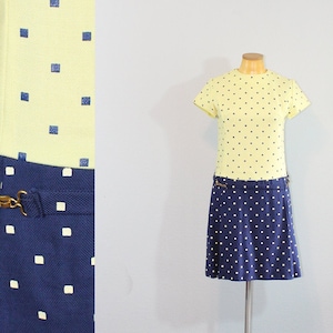 1960s Jeune Leique Polka Dot Mod Drop Waist Scooter Dress // Extra Small