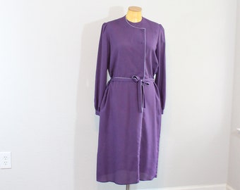 1980s Diane Von Furstenberg Purple Secretary Dress // Medium