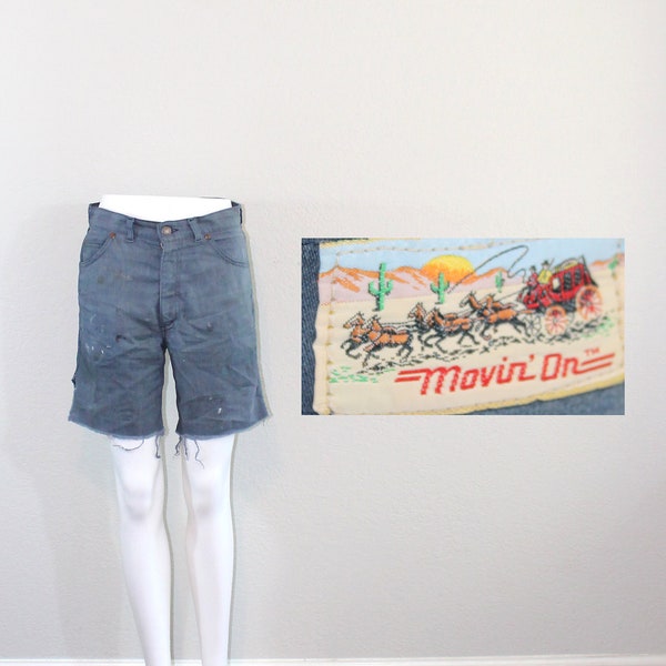 1980s Levis Movin' On Blue Distressed Cut-Off Shorts // Small 31 Men's