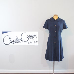 1960s Charles Cooper Navy Blue Mod Day Dress // Medium