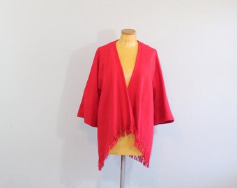 1960s Del Dorado Roter Fransen offener Swing Mantel // Medium to Large