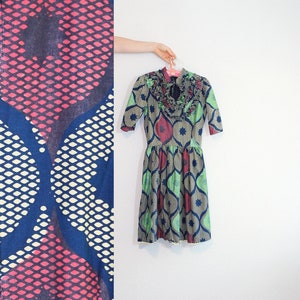 Handmade African Wax Block Print Dress // Small