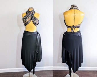 Y2K Hankie Hem Side Tie Black Mary L. Couture Skirt // Medium