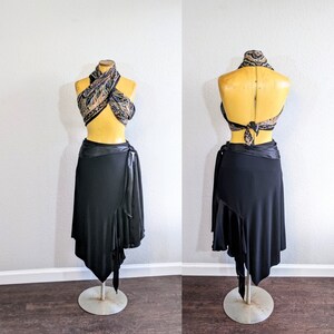 Y2K Hankie Hem Side Tie Black Mary L. Couture Skirt // Medium