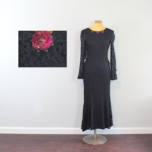 1990s All That Jazz Witchy Black Lace Dress // Medium