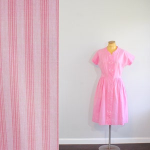 1960s Cotton Candy Pink Striped Shirtdress // Medium image 1