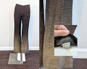 Pantalon droit Lanvin en laine marron ombrée des années 1990 // Très petit