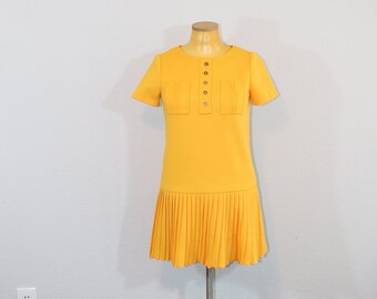 1960s Mustard Yellow Scooter Mini Dress // Extra Small