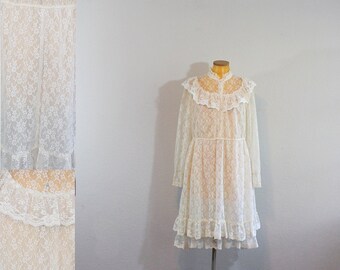 70s style white dress
