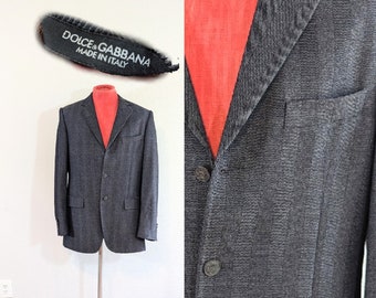 1990s Dolce & Gabbana Wool Herringbone Blazer // Medium