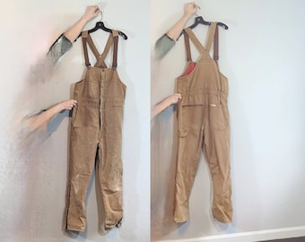 1970s Walls Tan Blizzard-Pruf Insulated Workwear Overalls // Men's 34-36 Reg