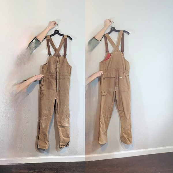 1970s Walls Tan Blizzard-Pruf Insulated Workwear Overalls // Men's 34-36 Reg