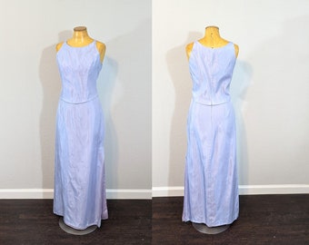 1990s Romy Scala Shimmery Lavender Two Piece Prom Gown // Medium