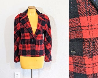 1970s David Hayes Buffalo Plaid Tweed Jacket // Small