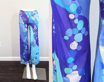 1960s Emilio Pucci + Formfit Rogers Blue Psychedelic Print Pants // Extra Small Petite