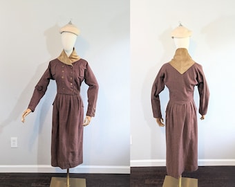 1950s Claire McCardell Wool & Corduroy Skirt Suit // Extra Small